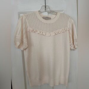 LOFT Women's Soft Cream Ruffle Blouse